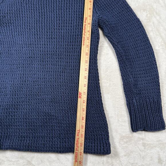 VTG Ralph Lauren Rare Hand Knit Sweater Navy Blue Woven Anchor Size S Nautical - Picture 7 of 8